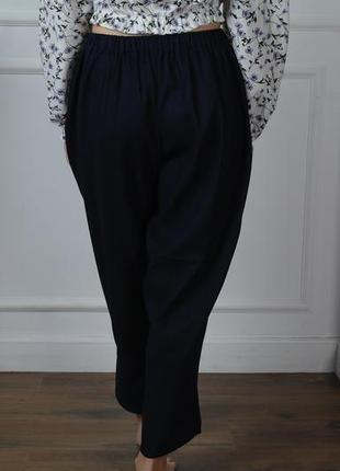 Пишні брюки з льону в стилі бохо з декоративними елементами6 фото