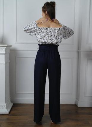 Стильные льняные брюки с завышенной талией palazzo pants2 фото