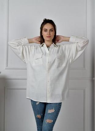 Жіноча сорочка оверсайз з натурального льону3 фото