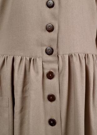 Плаття оверсайз з натурального льону кольору капучіно5 фото