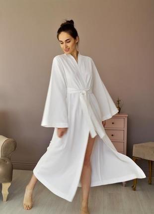 Білий халат з натурального льону