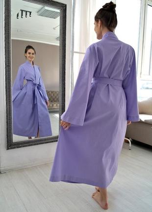 Лавандовый халат-кимоно из натурального льна