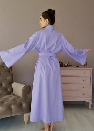Лавандовый халат-кимоно из натурального льна7 фото
