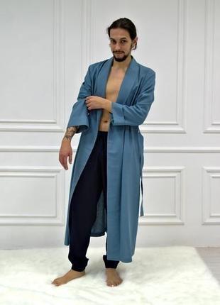Чоловічий халат з натурального льону2 фото