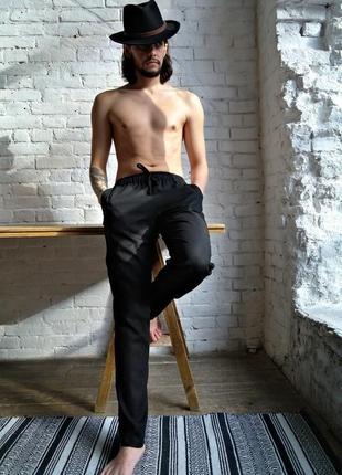 Чоловічі літні брюки з натурального льону casual linen pants3 фото