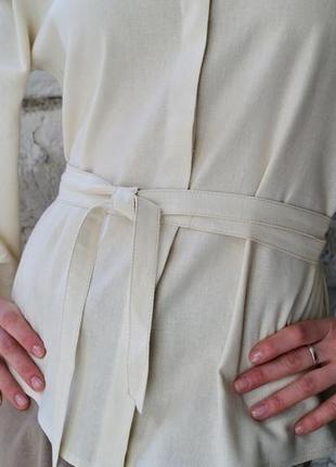 Рубашка-кимоно из натурального льна kimono shirt with puffy sleeves8 фото