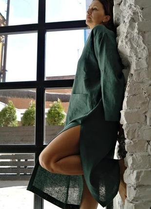 Сукня-сорочка з 100% льону pure linen kaftan dress5 фото