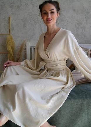 Льняное платье оверсайз с широким поясом linen oversized dress