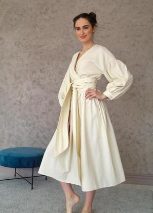 Льняное платье оверсайз с широким поясом linen oversized dress2 фото