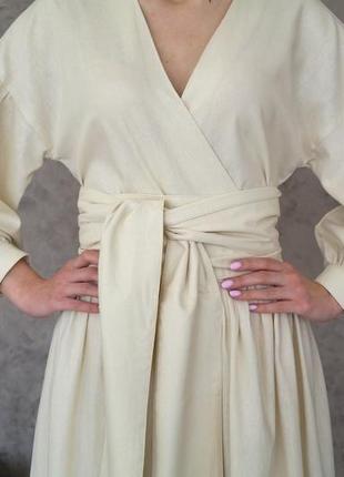 Лляна сукня оверсайз з широким поясом linen oversized dress6 фото