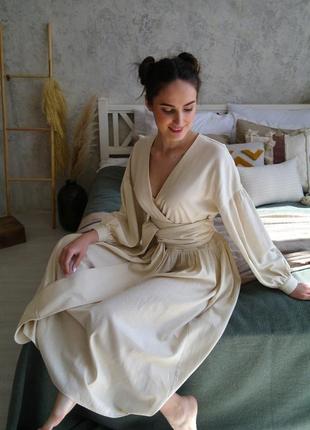 Льняное платье оверсайз с широким поясом linen oversized dress8 фото