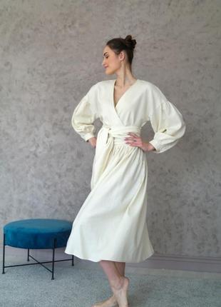 Льняное платье оверсайз с широким поясом linen oversized dress3 фото