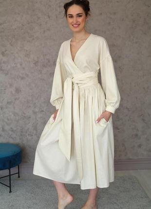 Льняное платье оверсайз с широким поясом linen oversized dress4 фото