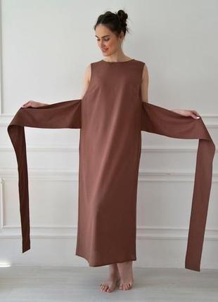 Лляна сукня-кімоно з широким поясом linen kimono dress1 фото