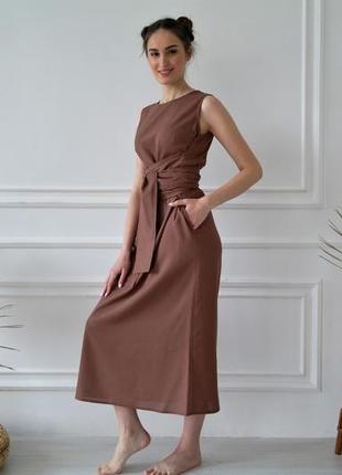 Лляна сукня-кімоно з широким поясом linen kimono dress5 фото