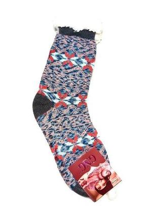 Вовняні зимові шкарпетки з підошвою, гальмами та візерунком (е...2 фото