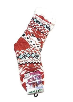 Вовняні зимові шкарпетки з підошвою, гальмами та візерунком (е...3 фото