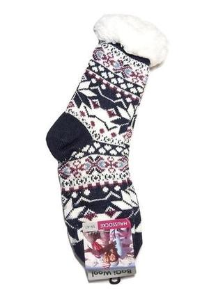 Вовняні зимові шкарпетки з підошвою, гальмами та візерунком (е...4 фото
