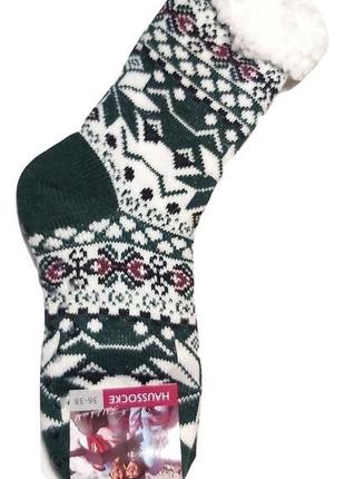 Вовняні зимові шкарпетки з підошвою, гальмами та візерунком (е...7 фото