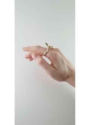 Серебряное кольцо с цветной эмалью и позолотой " черная орхидея "8 фото