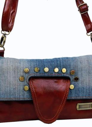 Жіноча джинсова сумка невеликого розміру fashion jeans bag синя2 фото