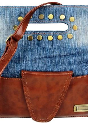 Жіноча джинсова сумка невеликого розміру fashion jeans bag синя3 фото