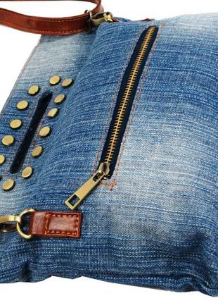 Жіноча джинсова сумка невеликого розміру fashion jeans bag синя8 фото