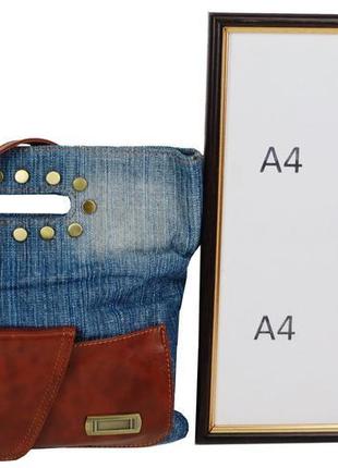 Жіноча джинсова сумка невеликого розміру fashion jeans bag синя10 фото