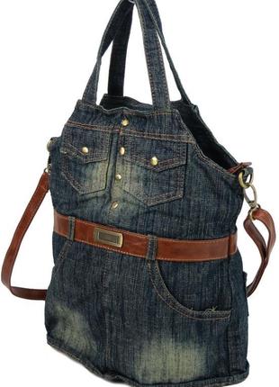 Джинсова жіноча сумка у формі сарафана fashion jeans bag синя