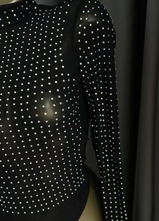 Боди боді кофта блуза блузка камни стрази блискітки водолазка лонгслив лонгслів4 фото