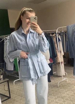 Джинсовая куртка с поясом zara, джинсовая новая зара4 фото