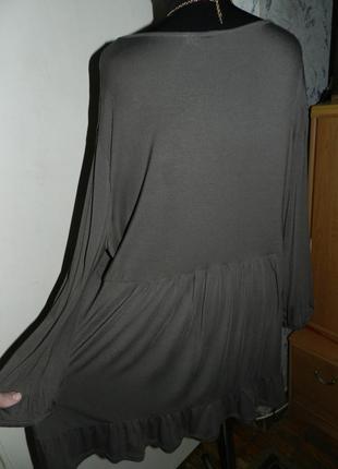 Натуральна,трикотажна-стрейч,блузка з вишивкою,мокко,бохо,великого розміру3 фото