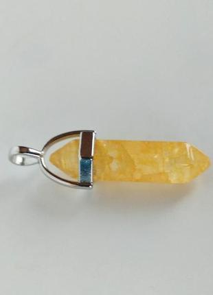 Підвіска " кристал " з натурального каменю цитрин на шнурку2 фото