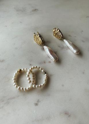 Сережки «антик» бароковий перли, золото2 фото