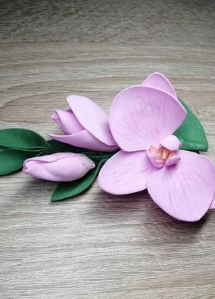 Заколка "розовая орхидея"