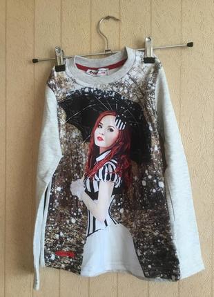 Свитшот для девочки на рост 122 на флисе 4