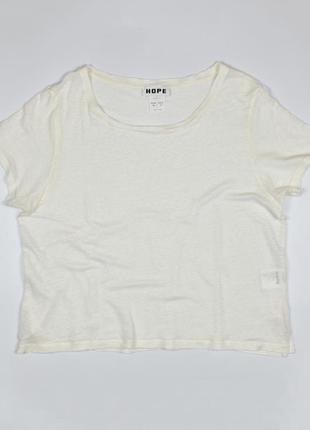 Льняная оверсайз футболка hope stockholm // белая лен oversized топ блуза2 фото