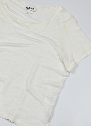 Льняная оверсайз футболка hope stockholm // белая лен oversized топ блуза1 фото