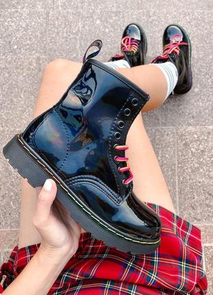 🖤💜dr.martens 1460 black rainbow patent boot premium quality💜🖤женские ботинки мартинс