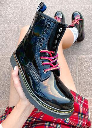 🖤💜dr.martens 1460 black rainbow patent boot premium quality💜🖤жіночі черевики мартінс2 фото