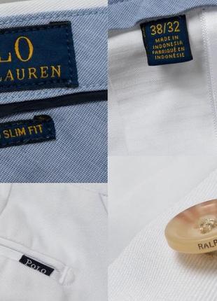 Polo ralph lauren tailored slim fit white pants&nbsp;мужские брюки10 фото