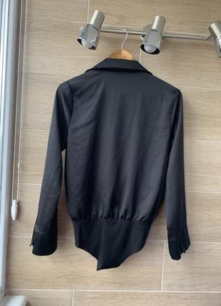 Боді сорочка чорна атласна , шовкова , сатинова zara mango massimo dutti3 фото