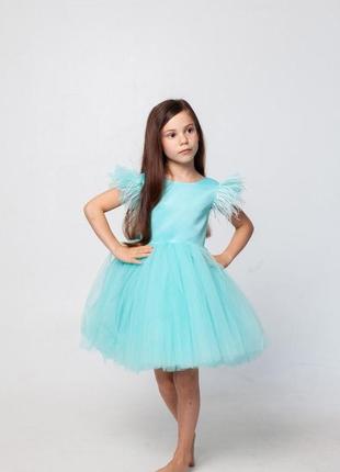Нарядное детское платье микки атлас (короткое) тиффани1 фото