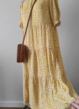 Жовта сукня міді принт квіти2 фото