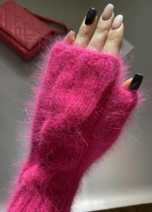 Нереально красиві мітенки рожевого кольору ангора3 фото