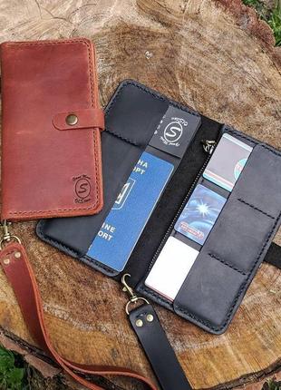 Travel wallet 1.0 гаманець портмоне гаманець гаманець, натуральна шкіра1 фото