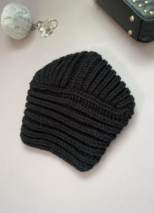Стильна шапка-чалма в'язаний тюрбан чорного кольору 100% ручна робота4 фото