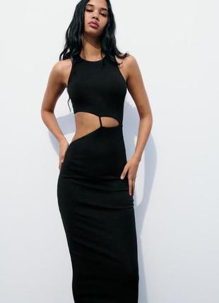 Платье женское черное с вырезом zara new3 фото