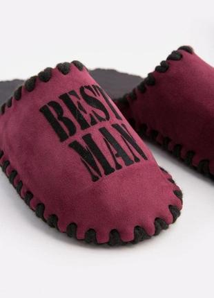 Чоловічі домашні тапулі best man сливового кольору, закритої форми3 фото