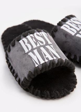 Чоловічі домашні тапулі best man сірого кольору, відкритої форми3 фото